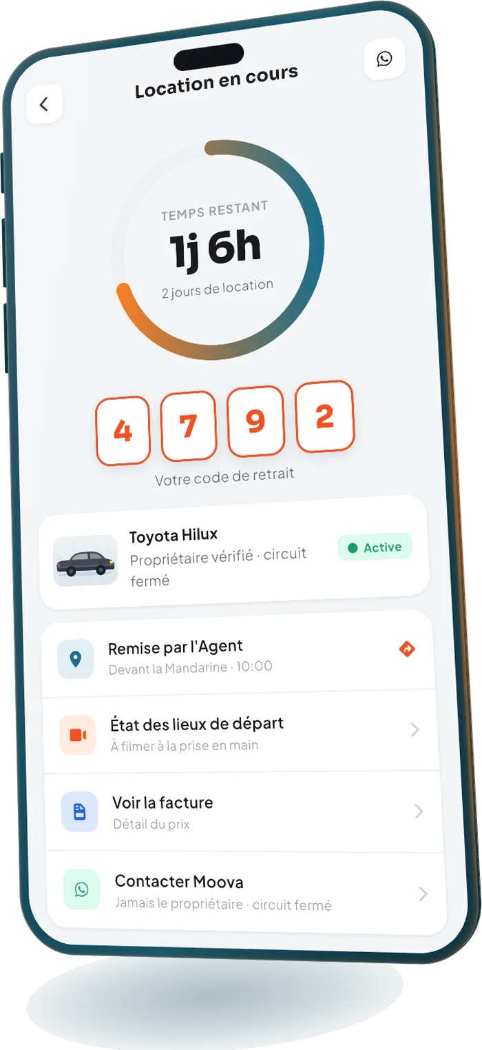 L'application Moova : suivi d'une location en cours